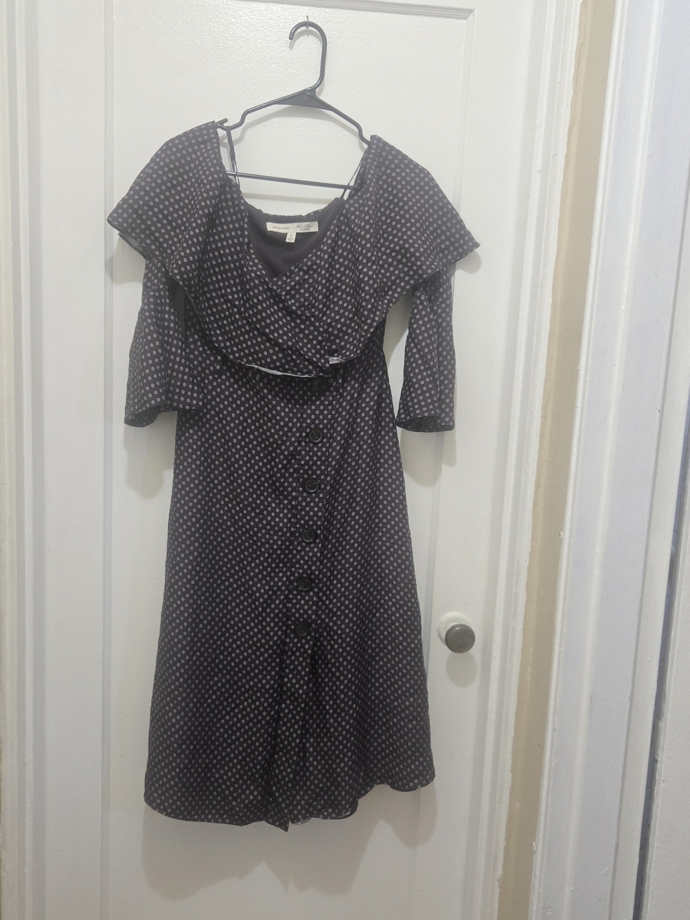 Banana Republic Burgundy Midi Dress with White Polka Dots